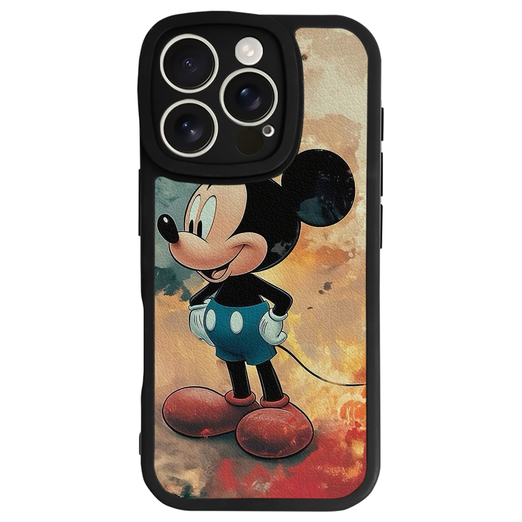 （画像用） ミッキーマウス Mickey Mouse 【iPhone 16シリーズ対応】シリコンスマホケース（レザー調） 材質：シリコン